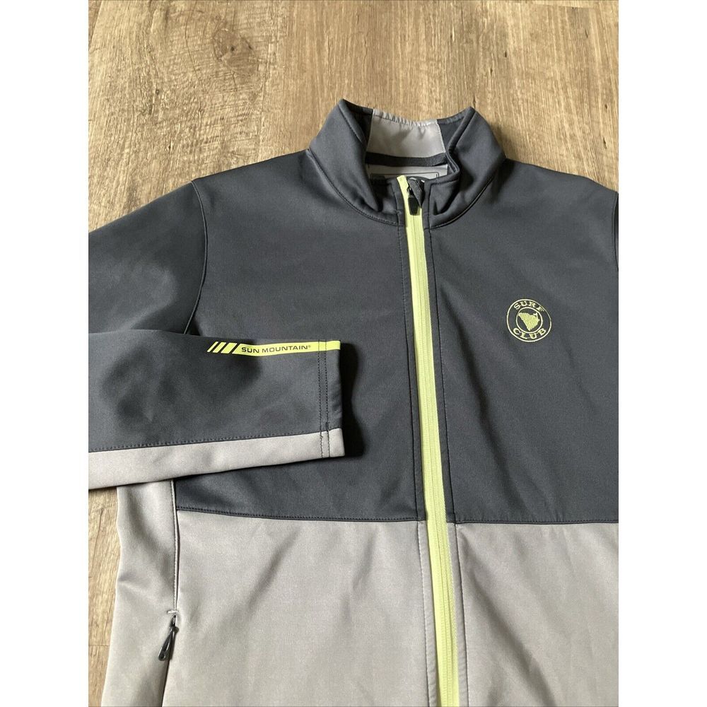 Sun Mountain Womens Grey Colorblock Full Zip Golf Jacket Surf Club Lime Green M
